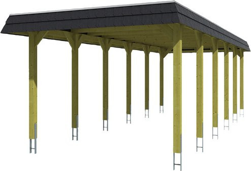 Skan Holz Carport Spreewald mit Walmdach aus Nadelholz und Aluminium-Dachplatten, Breite: 345 cm, Tiefe: 893 cm, Höhe: 241 cm, Schwarz - Bild 3