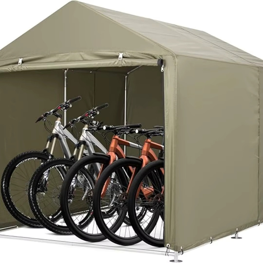 HiMISS Fahrrad-Garagenzelt für 3 Fahrräder, wasserdichter Outdoor-Fahrradunterstand mit dreieckigem Dach, beige - Bild 3