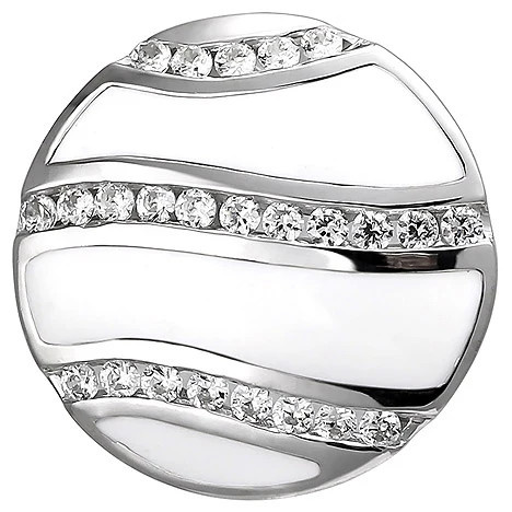 Colfem Anhänger 925 Sterling Silber, weiße Emaille, 24 Zirkonia - Bild 1