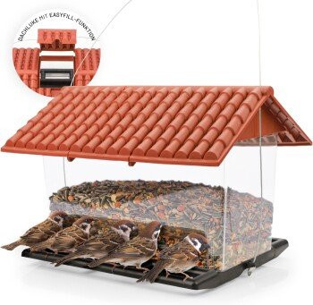 WILDLIFE HOME Futterscheune aus Kunststoff in Rot und Transparent
