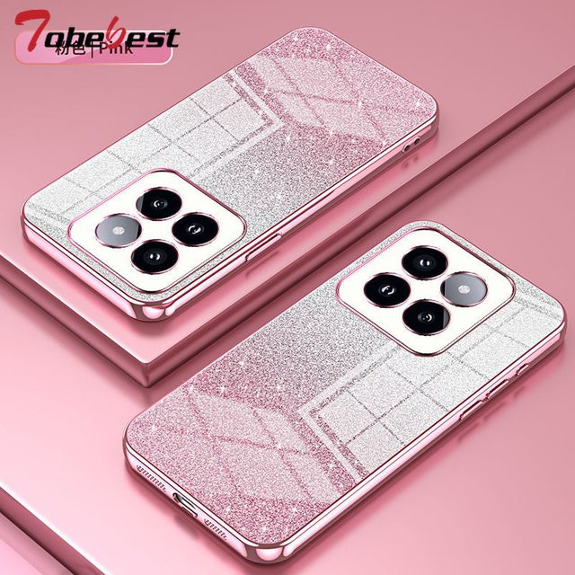 Xiaomi Redmi 15 15C Silikon Hülle mit Bling-Glitzer-Beschichtung in Purple und Pink - Bild 1