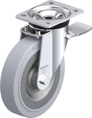 Blickle Lenkrolle LK-SE 200K-ST-SG mit Feststeller in Silber und Grau, Rad-Durchmesser: 20 cm, Tragfähigkeit: 600 kg - Bild 1