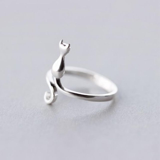 Allbestart Ring Katze, 925 Silber, Damen, verstellbar - Bild 1
