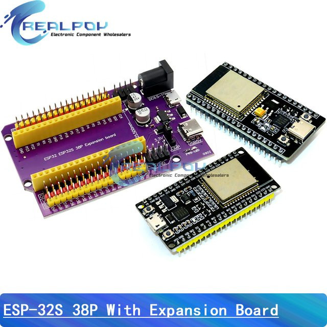 REALPOY ESPWROOM32 Entwicklungsboard ESP32-DevKitC-32 mit WiFi und Bluetooth, CP2102, USB-C und Micro USB, 38 Pins - Bild 1