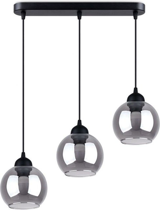Sollux Hängelampe Alino Modern in Schwarz mit Glas und Stahl, 3x E27, Neutralweiß - Bild 1