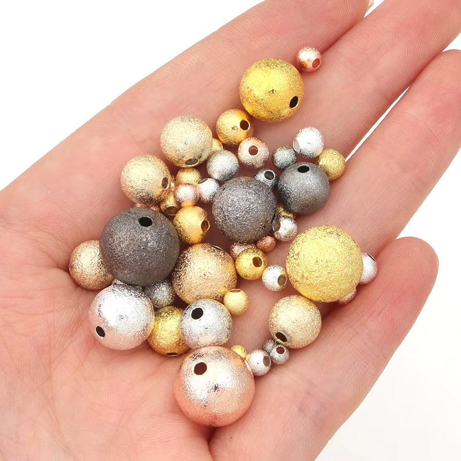 Kupfer Perlen, Matte Runde Metall Spacer, Gold, Unisex - Bild 3