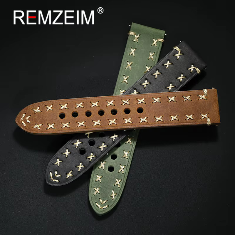 REMZEIM Uhrenarmband Leder, Vintage, Unisex - Bild 1