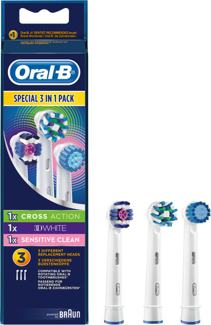 Oral-B Multi-Pack 3 in 1 Aufsteckbürsten, 3 Stück, weiß und mehrfarbig - Bild 1