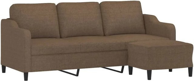 vidaXL 3-Sitzer-Sofa mit passendem Fußhocker in Braun aus Stoff - Bild 1
