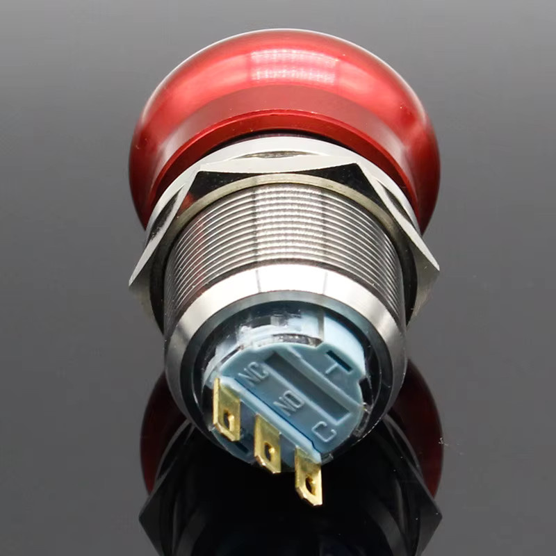 ELECAPITAL Not-Aus-Druckknopf Schalter aus Edelstahl, Wasserdicht, Farbe: Silber/Rot, Durchmesser: 22 mm - Bild 2