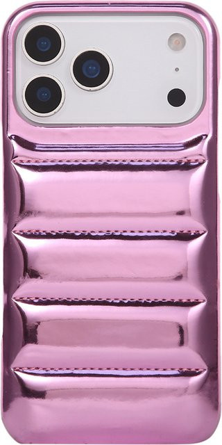 Luxuriöse Leder-Handyhülle mit Daunen-Design für iPhone 12 bis iPhone 17 Pro Max, stoßfeste Bumper-Rückabdeckung in Silber - Bild 1