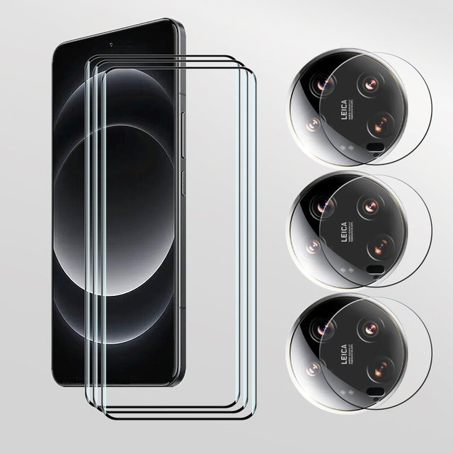 Xiaomi 14 Ultra Displayschutz aus 9D gehärtetem Glas mit Kamerafilm in Transparent - Bild 1