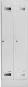 STIER Garderobenspind Premium mit Sockel, 2 Abteile, Drehriegel, lichtgrau - Bild 1