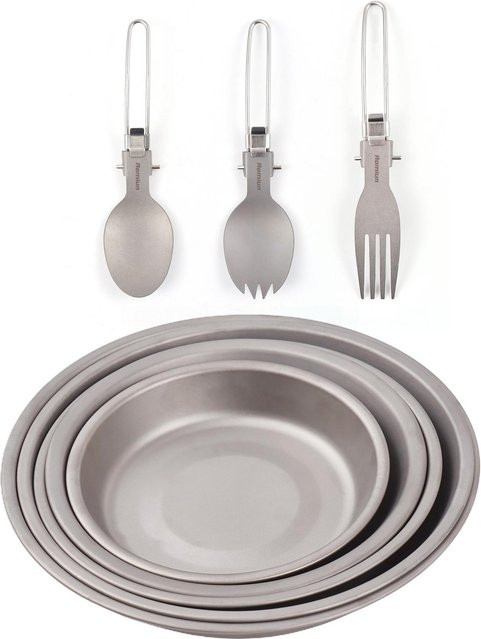 TOMTOP JMS Camping Teller und Utensilien Set aus 5 Teilen in Grau - Bild 1
