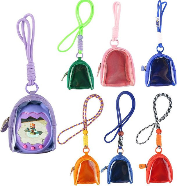 Transparente Mini-Aufbewahrungstasche für Tamagotchi Paradise Case in Lila als tragbarer Organizer und Schlüsselanhänger - Bild 1