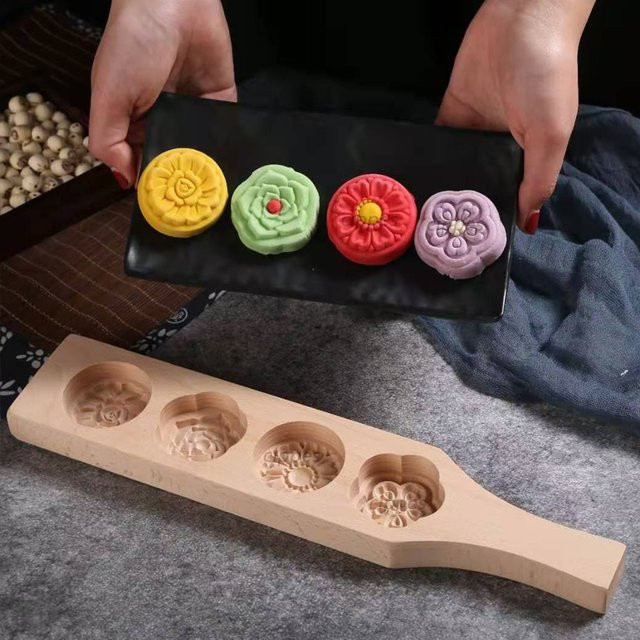 Holz-Ausstechformen von Cippes in Braun für Mondkuchen und Kekse zum Backen - Bild 1
