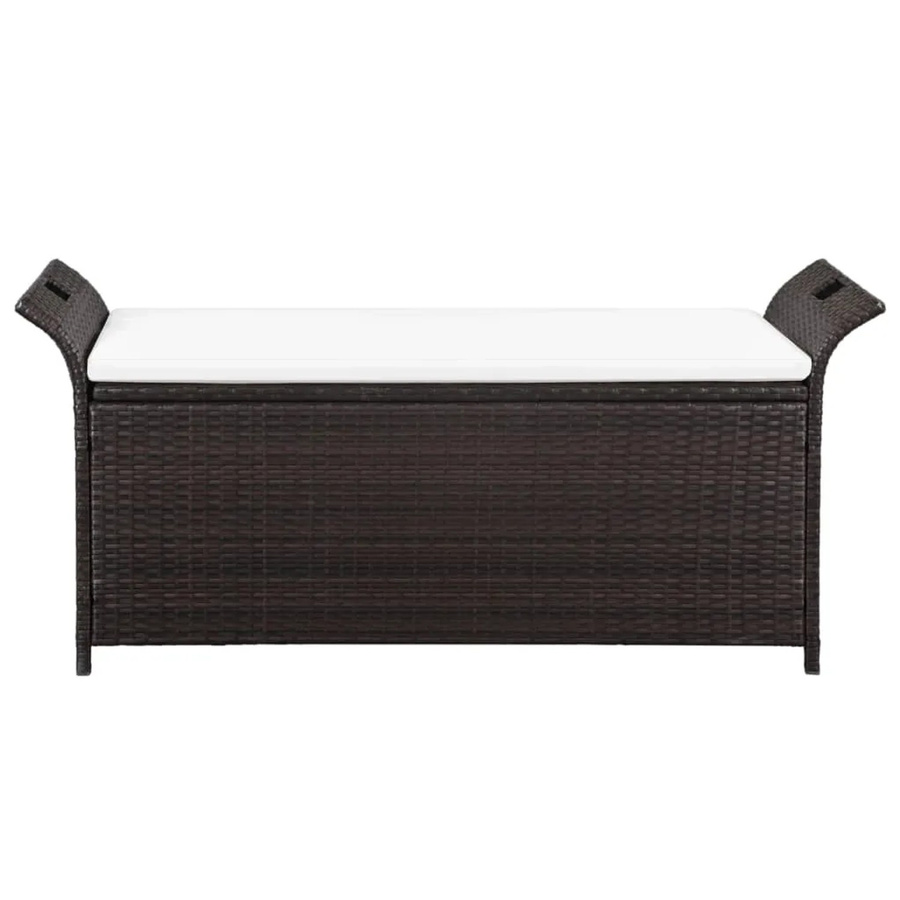 vidaXL Truhenbank aus Poly Rattan mit Polster in Braun für den Garten, Breite: 138 cm - Bild 2