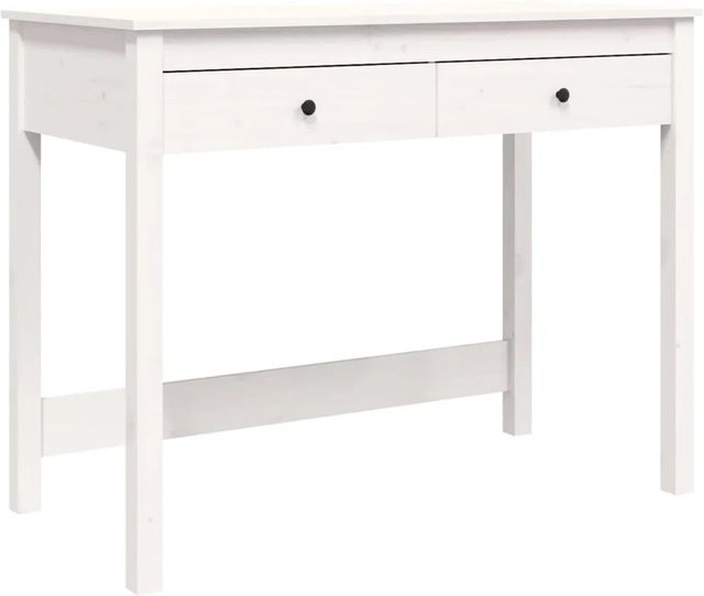 vidaXL Schreibtisch aus massivem Kiefernholz mit Schubladen in Weiß, B/T/H: 100 x 50 x 78 cm - Bild 1