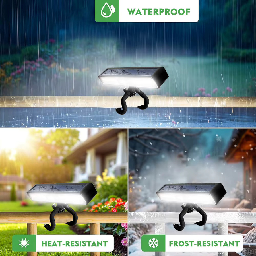 UMEXUS Solar-Bewegungsmelder-Leuchten für den Außenbereich, 36 LED Wandleuchten in Schwarz, wasserdichte Sicherheitsleuchten für Garten und Zaun, B/T/H: 4,06 x 4,06 x 2,28 cm - Bild 6