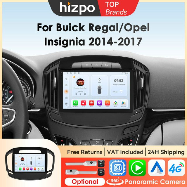 Hizpo 8Core Auto Stereo für Buick Regal und Opel Insignia 2014 - 2017 mit GPS, Apple CarPlay, Android Auto, 4G und WIFI in Schwarz - Bild 1