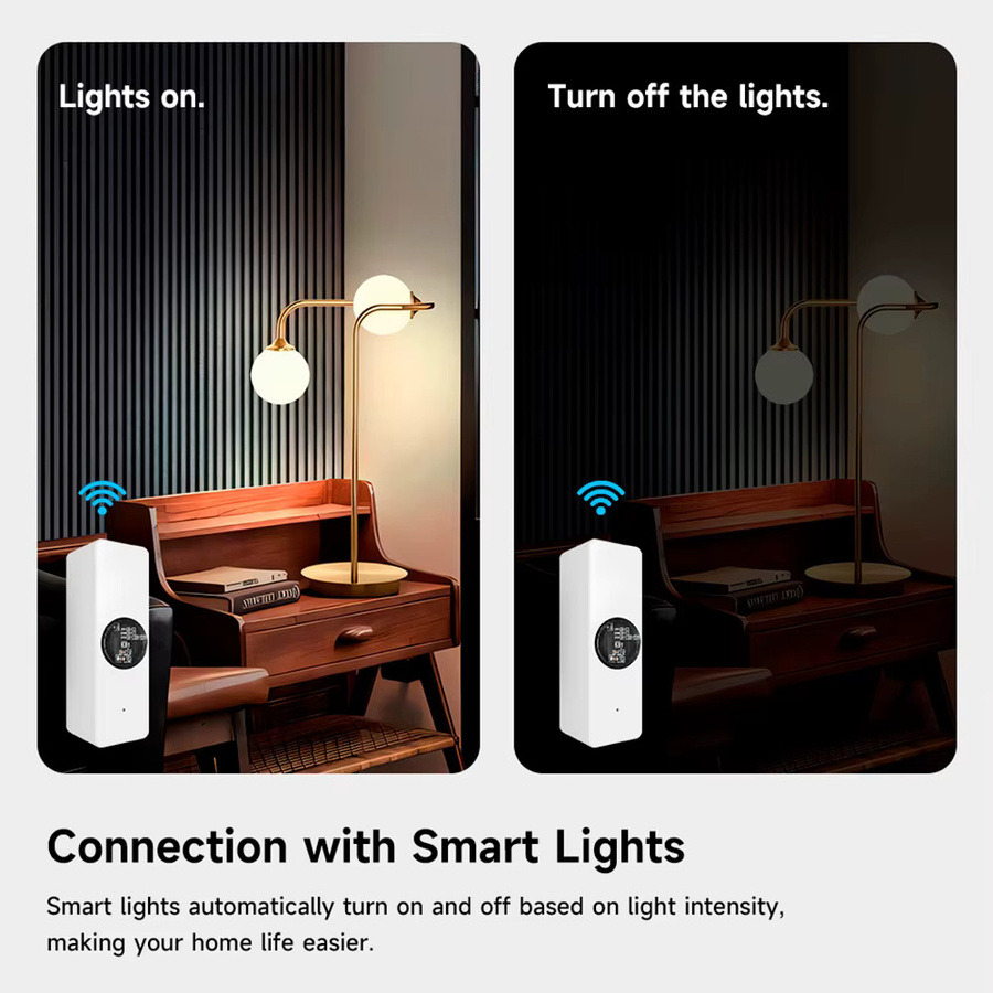 Tuya ZigBee Lichtsensor zur Smart Home Automation mit App-Steuerung, Helligkeits- und Strahlsensor in Weiß - Bild 3