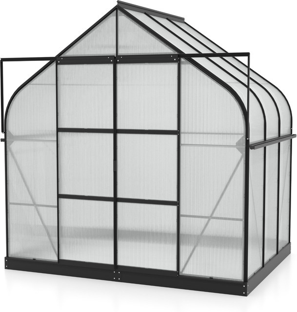 Vitavia Gewächshaus Dione 5000 in Schwarz mit Stahlfundamentrahmen und Polycarbonat-Verglasung, 5,0 m² - Bild 1