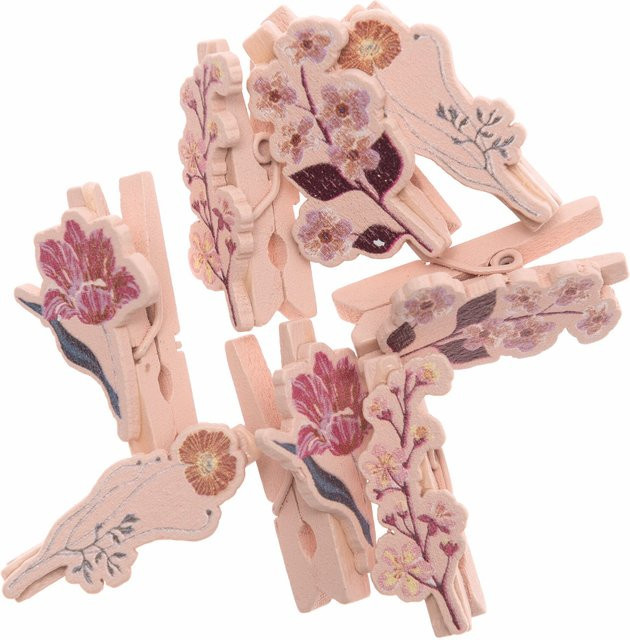 Rico Design Dekoklammern Blume aus Holz in Mauve, 8 Stück - Bild 1