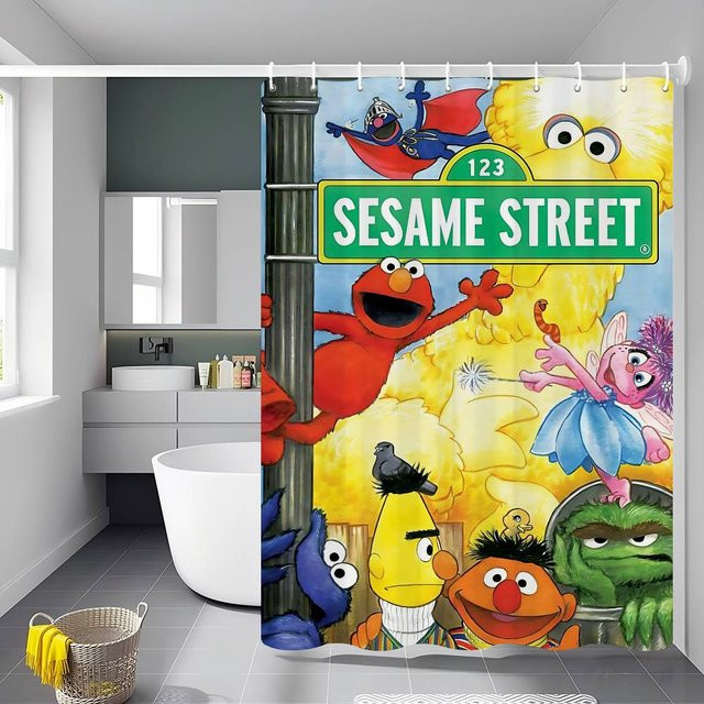 Sesamstraße Duschvorhang Beautiful Home Decoration, Mehrfarbig, Polyester, B x H: 180 x 180 cm - Bild 1