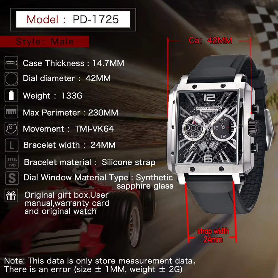 PAGANI DESIGN Chronograph, Automatik, Edelstahl, Schwarz, Herren - Bild 6