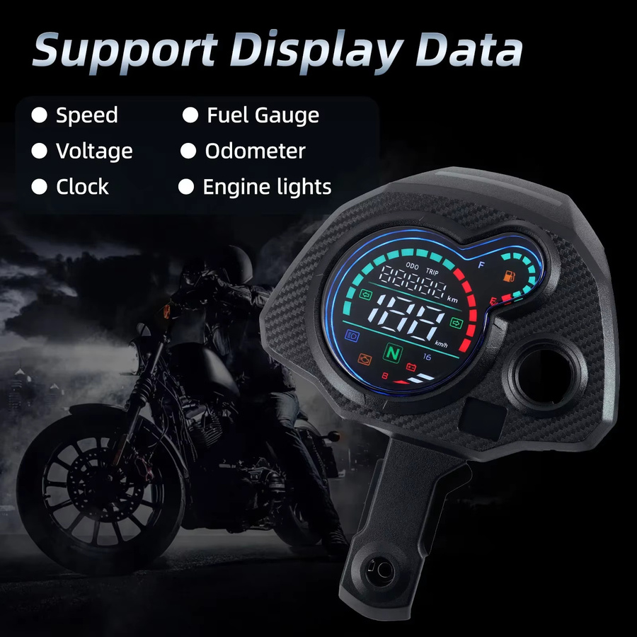MAIMEIMI Motorrad LCD Digital Tachometer Kilometerzähler und Drehzahlmesser in Schwarz für Honda Navi 110 - Bild 2