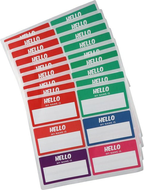 60 bunte Namensschilder Hallo mein Name ist Aufkleber in 6 Farben für Büro und Besprechungen B/H: 8,89 x 5,08 cm - Bild 1