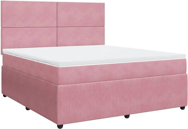 vidaXL Boxspringbett mit Matratze in Rosa, Hybrid-Bett mit Samtbezug, USB-Anschluss und Unterbettbeleuchtung, B/T/H: 180 x 200 x 140,5 cm - Bild 1