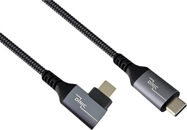 DINIC USB C 4.0 Daten- und Ladekabel mit 90 Grad Winkel, Typ C auf Typ C, Schwarz, Länge: 0,5 m - Bild 1