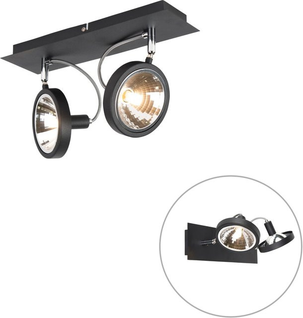 QAZQA Design Spot Nox Wandleuchte Schwarz 2-flammig verstellbar aus Metall und Aluminium - Bild 1