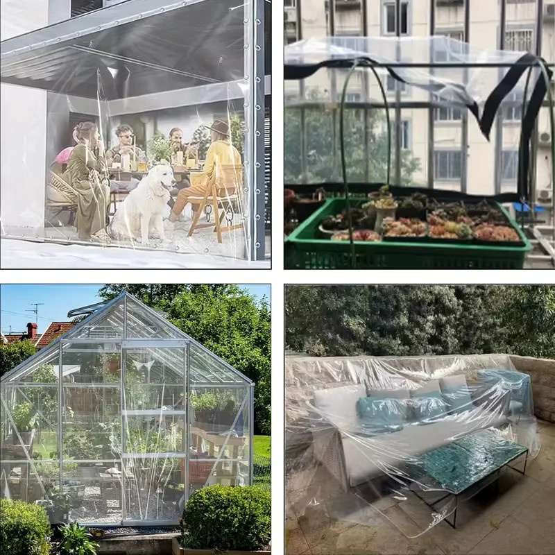 Transparentes wasserdichtes PVC-Tuch mit 0,35 mm Stärke für Pflanzengewächshäuser und Terrassen - Bild 2