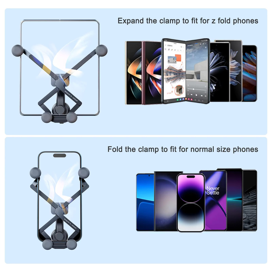 Oatsbasf Auto-Handyhalterung für Samsung Galaxy Z Fold 6 5 4 3 und iPhone 16 15, Schwerkraft-Expansions-Halterung für den Lüftungsschlitz, Schwarz - Bild 2