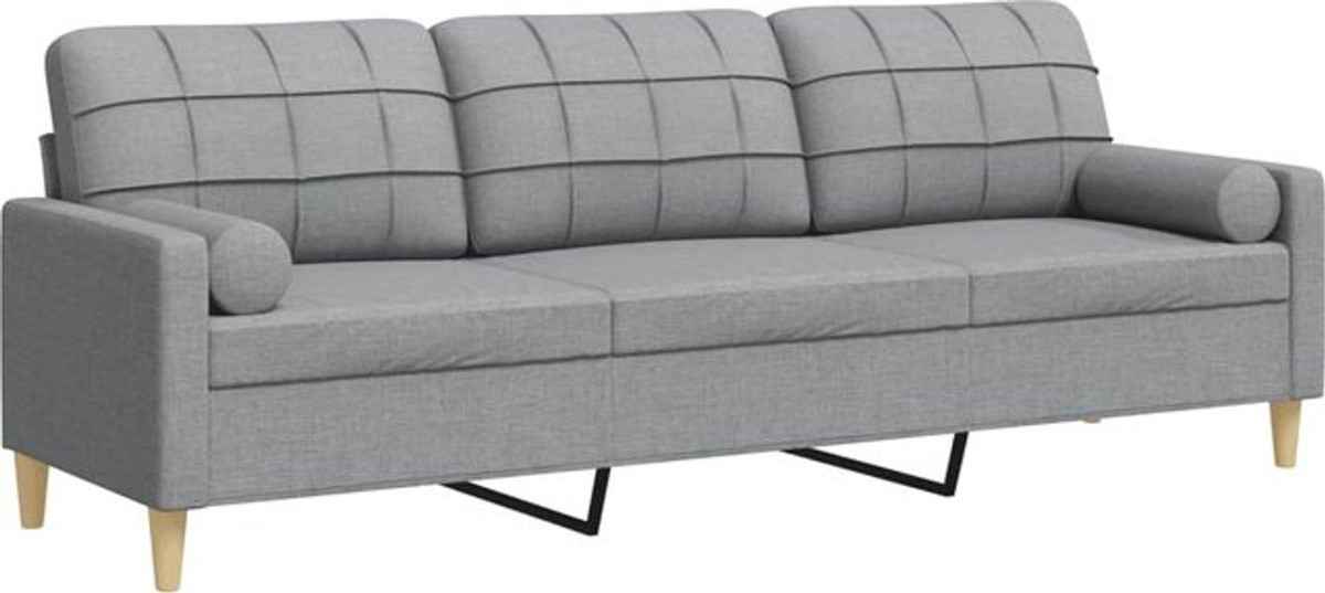 Modernes 3-Sitzer Sofa aus Stoff mit Zierkissen in Grau von Vidaxl, Breite: 210 cm - Bild 1