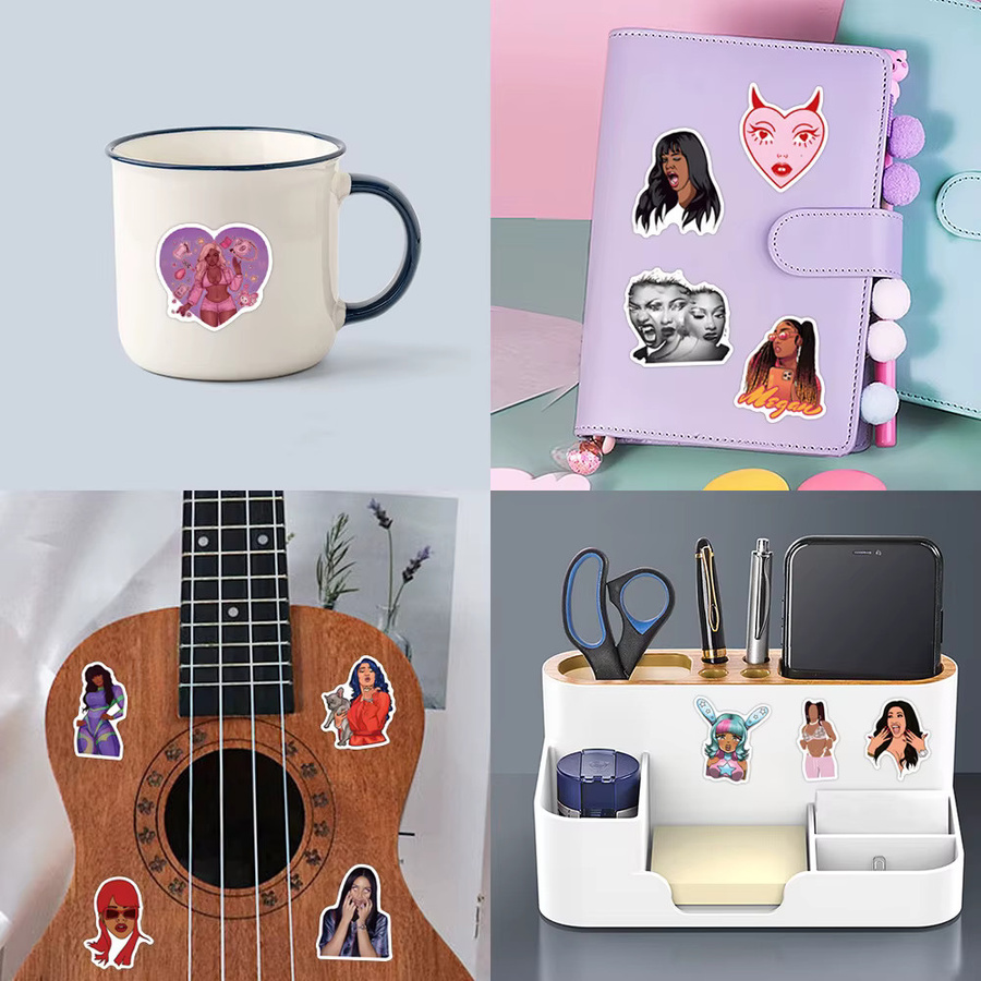 Bandai Megan Thee Stallion Dekorative Schreibwaren-Aufkleber, 55-teiliges Set, multicolour - Bild 4