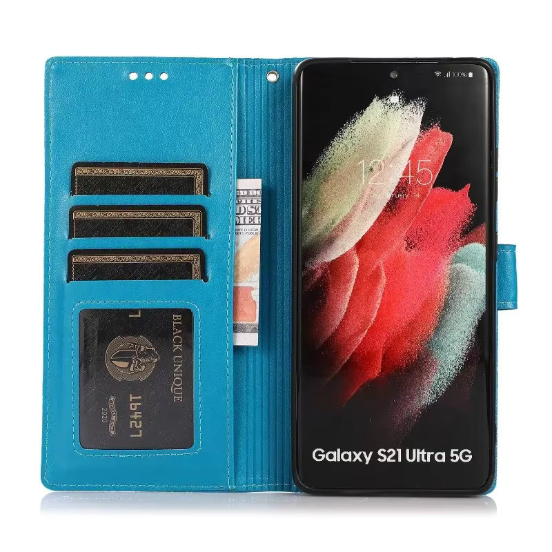 Leder-Handyhülle für Samsung Galaxy S22 bis S26 Ultra und A-Serie als Brieftasche mit Kartenhalter in Pink - Bild 2