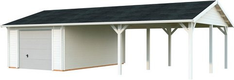 Palmako Garage Roger aus Fichtenholz mit Sektionaltor und Satteldach, Weiß, B/T/H: 1006 x 619 x 316 cm - Bild 2