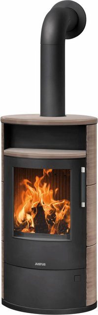 Justus Kaminofen Island 7 2.0 in Schwarz mit Keramik Grappa, 7 kW, B/T/H: 111,5 x 59,9 x 48,3 cm - Bild 1