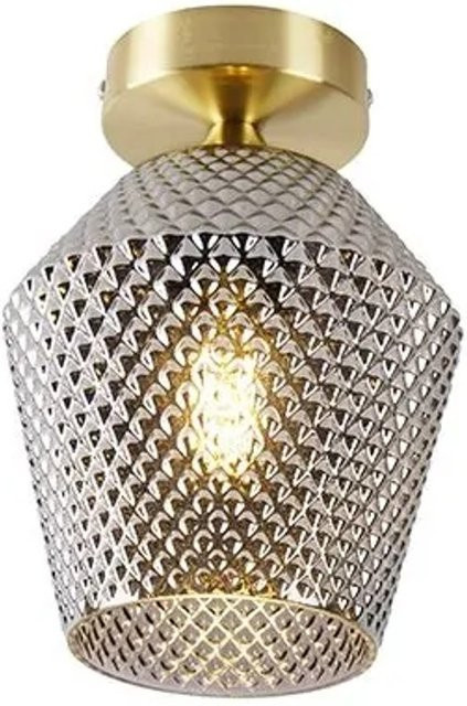 QAZQA Art Deco Deckenleuchte aus Messing mit Rauchglas in Gold, dimmbar, E27 - Bild 1