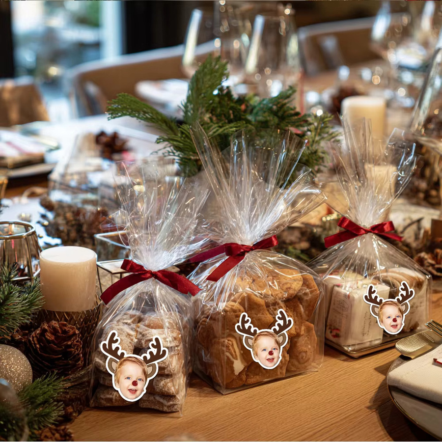 WEIGAO Personalisierte Weihnachts-Fotosticker mit Rentier-Geweih, 25 Stück, Mehrfarbig - Bild 3