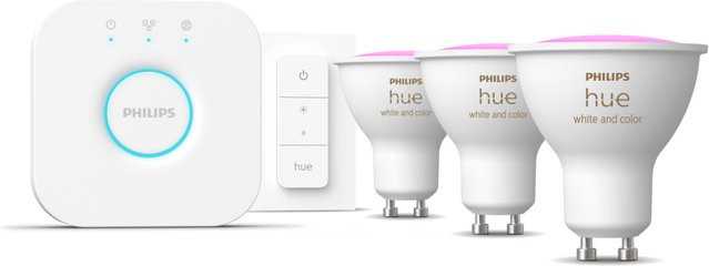 Philips Hue White & Color Ambiance GU10 LED Starter-Set mit Dimmer, 400lm, Multicolour und Weiß - Bild 1