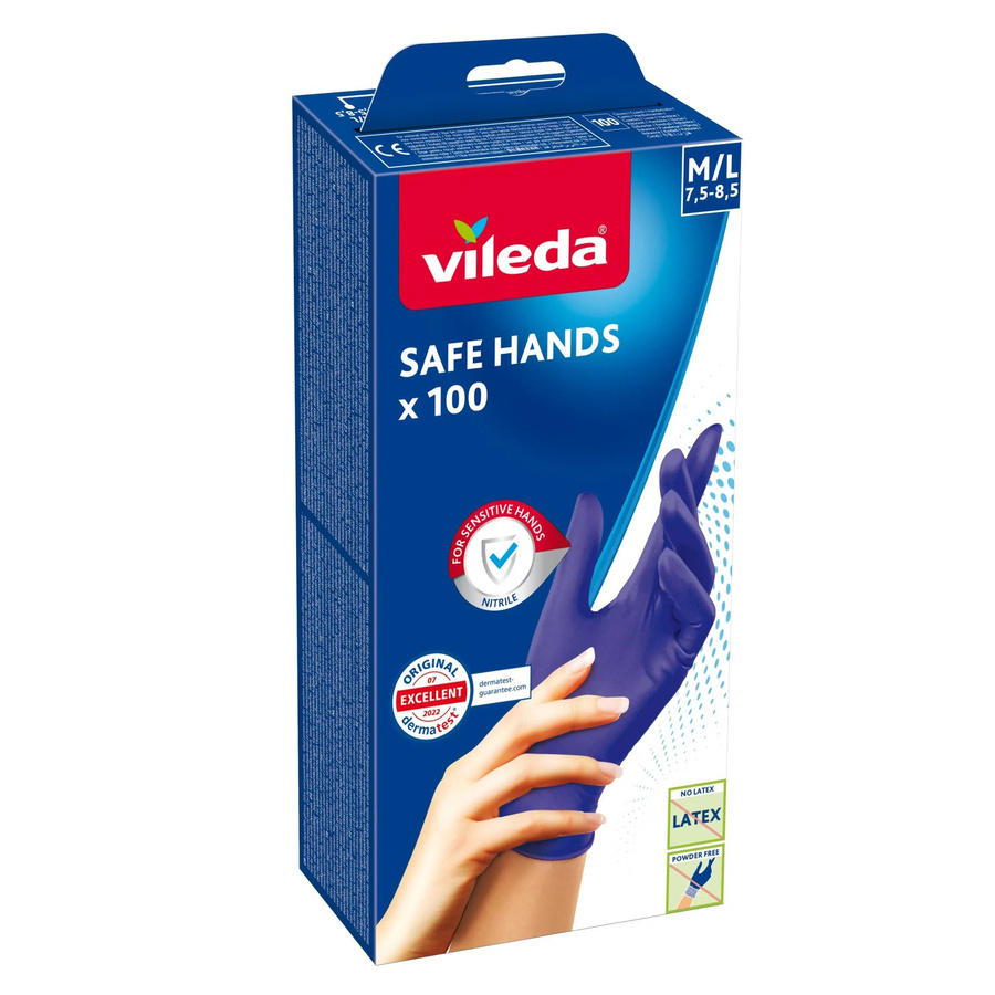 Vileda Einmalhandschuhe Safe Hands Dunkelblau Größe M/L 100 Stück - Bild 2