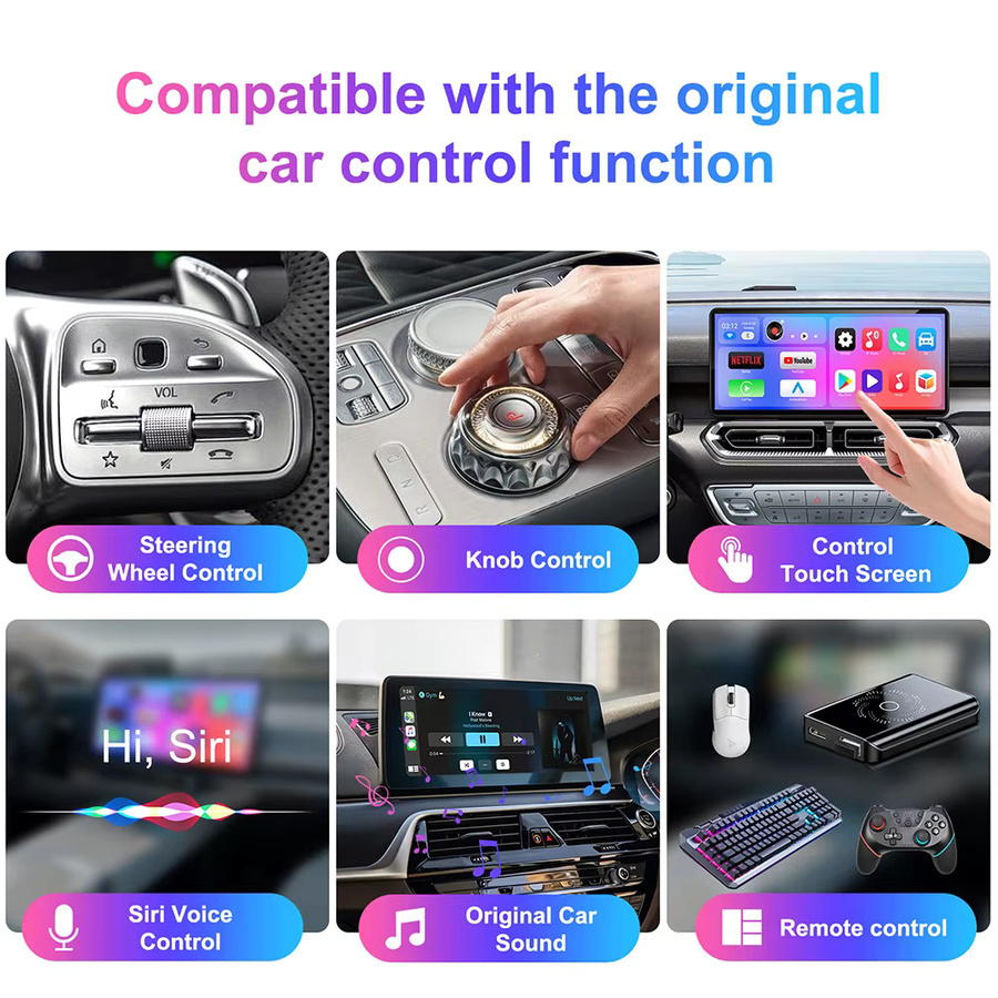 EzoneTronics 2026 Auto AI Box 4-in-1 Kabelloser CarPlay und Android Auto Adapter mit Android TV Box für YouTube und Netflix, Schwarz - Bild 6