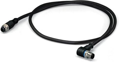 WAGO 756-5402/050-020 Sensor-Aktor-Steckverbinder M12 Buchse gewinkelt und Stecker gerade Schwarz 2,00 m - Bild 1