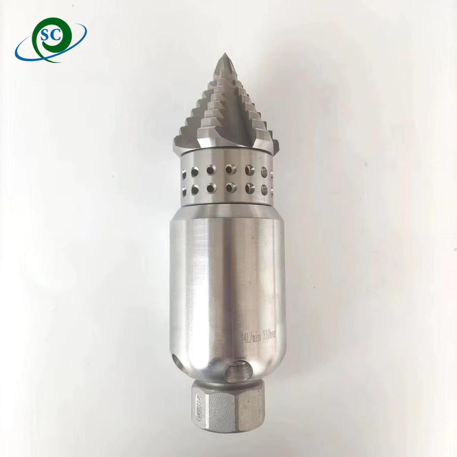 Edelstahl Hochdruck Rotary Kanalisations-Rohrreiniger Sprühdüse mit 1 Zoll Anschluss, Silber - Bild 2