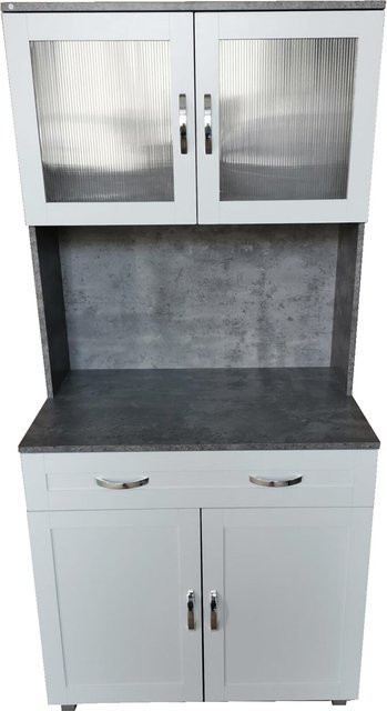 HTI-Living Küchenbuffet Blanca in Weiß mit Glasteil und Beton-Optik - Bild 1