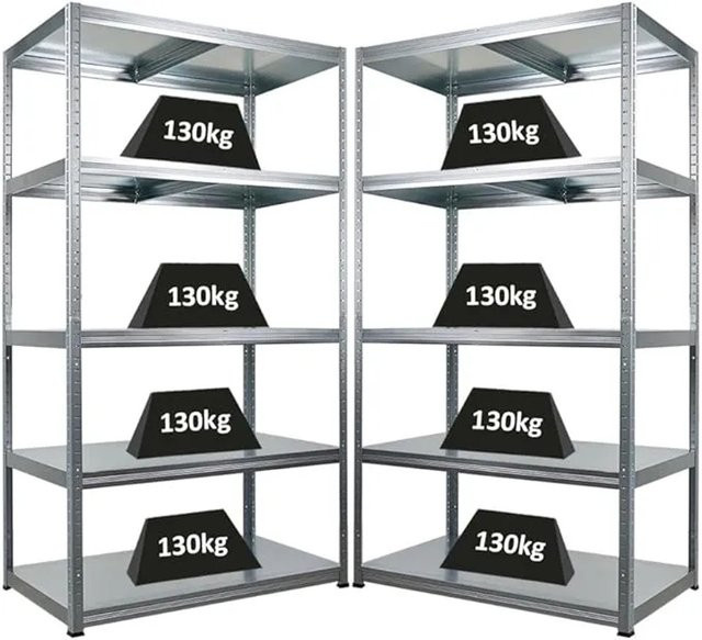 2er Set PROREGAL Schwerlastregal Steel Eagle aus verzinktem Stahl, Farbe Silber, H x B x T: 180 x 100 x 60 cm - Bild 1
